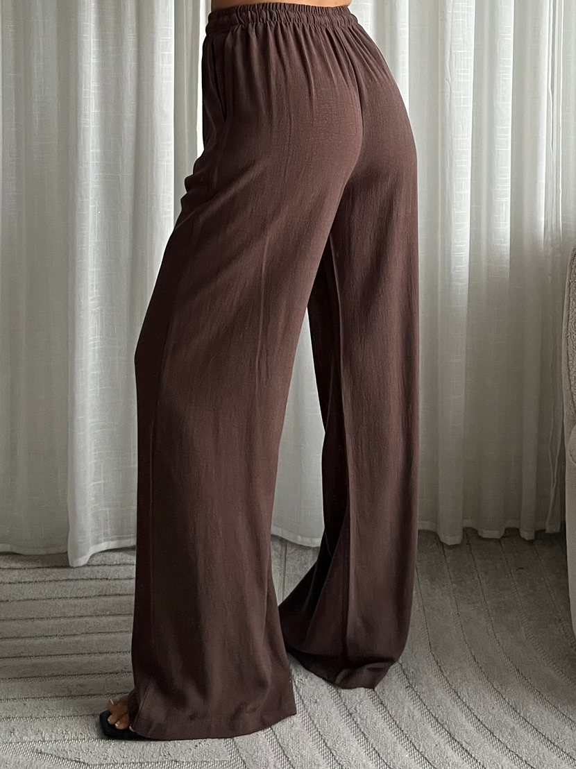 Yuna linnen broek Tall Brown