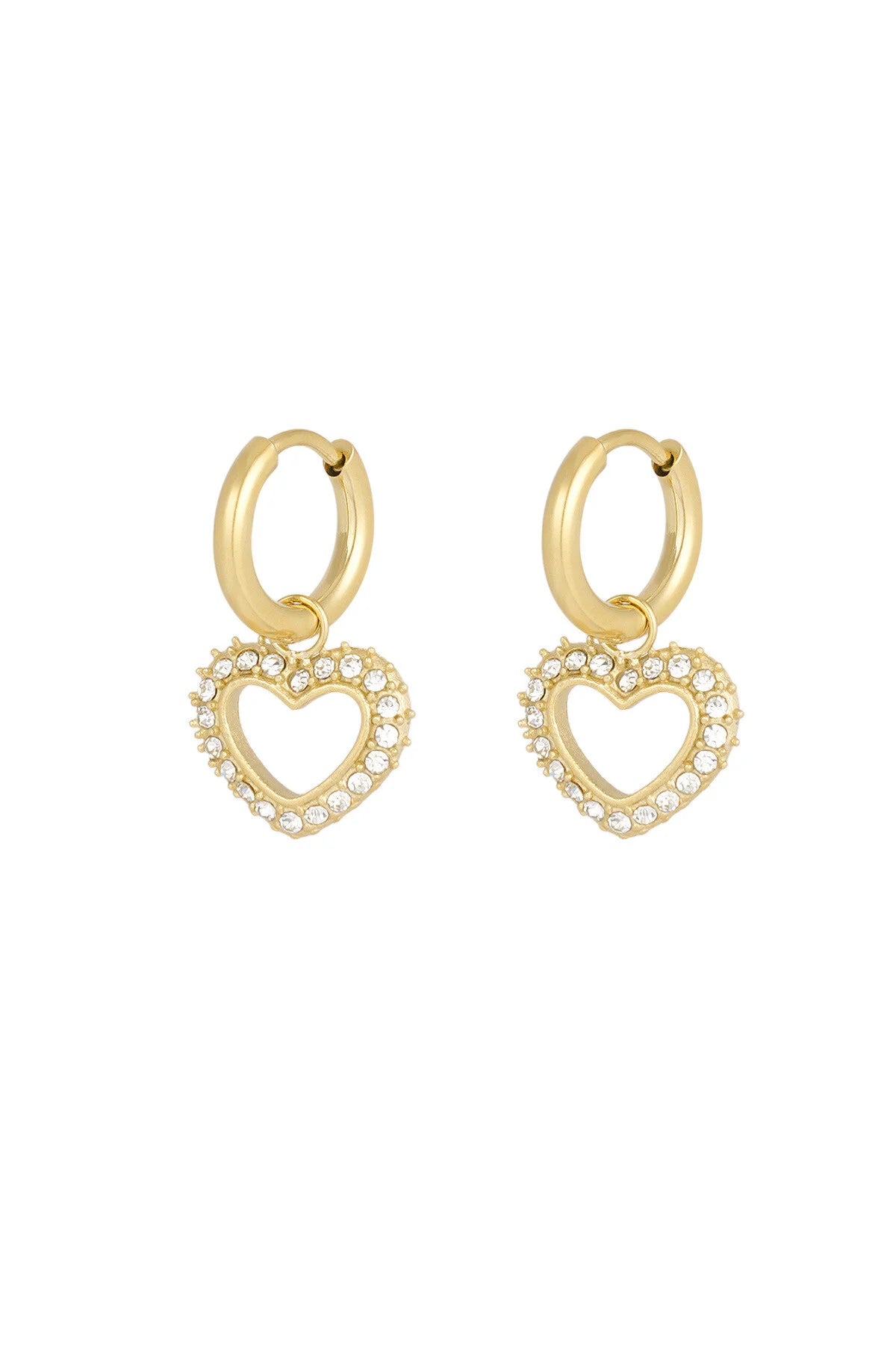 Diamant hart oorbellen