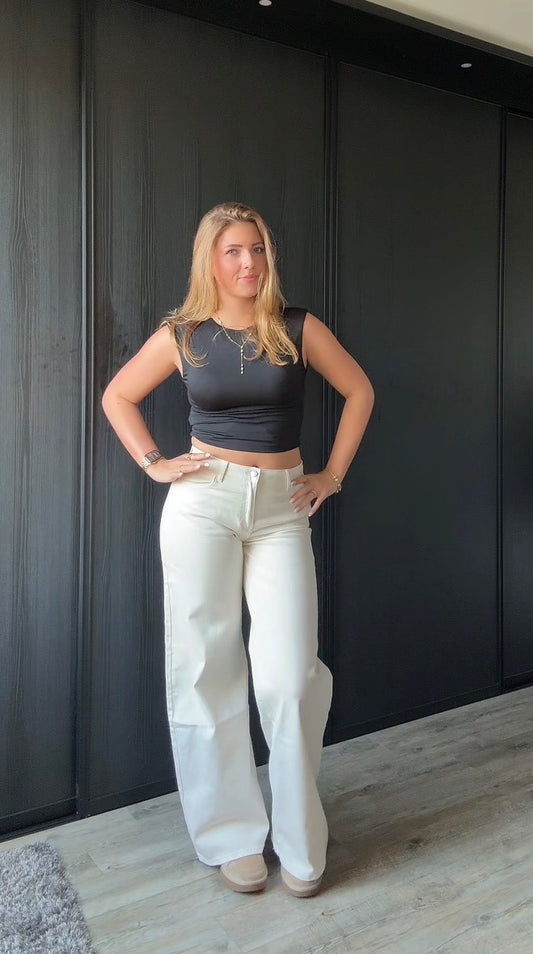 Loes wide leg jeans crème Tall