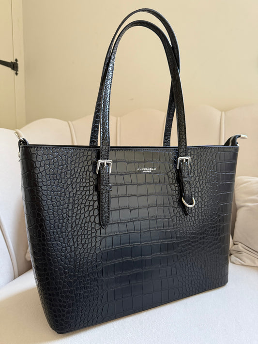 Flora & co tas • Black croco print