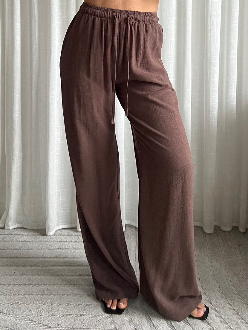 Yuna linnen broek Tall Brown