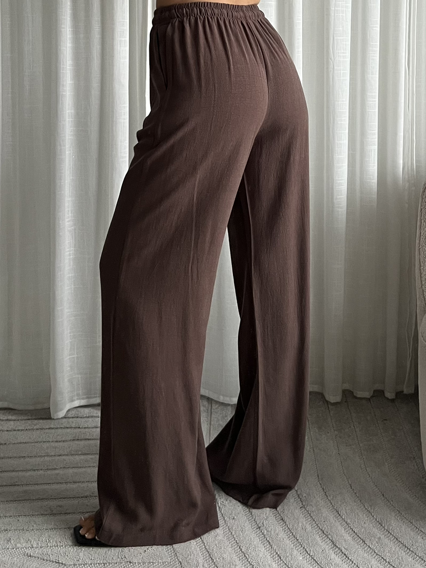 Yuna linnen broek Tall Brown