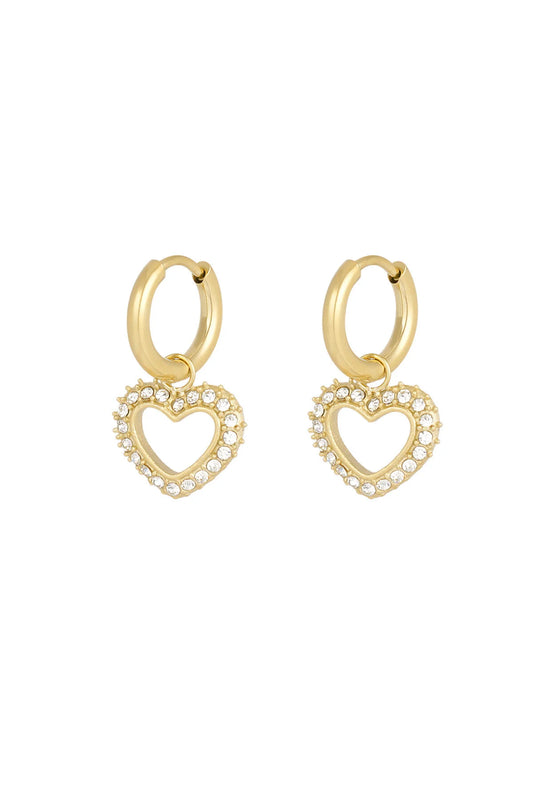 Diamant hart oorbellen